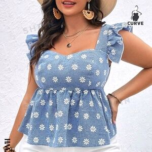 Shein Curve Floral Peplum Blouse NWT Size 1XL